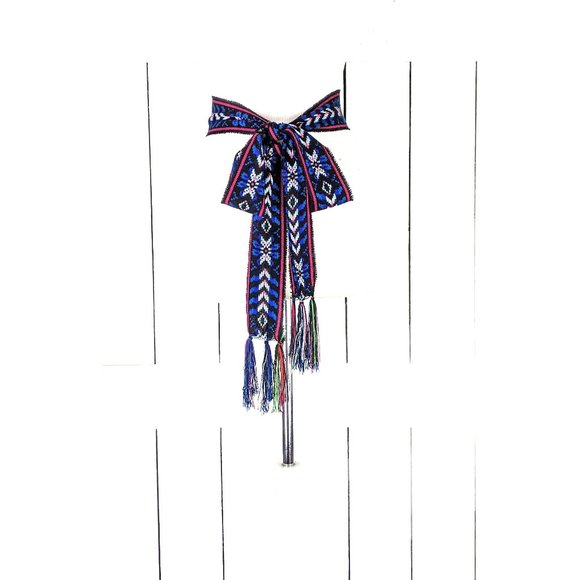 Woven embroidered Ikat tribal fabric long sash necklace choker scarf belt main image 10